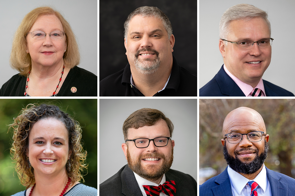 a collage of six headshots: each of the six award winner's headshots