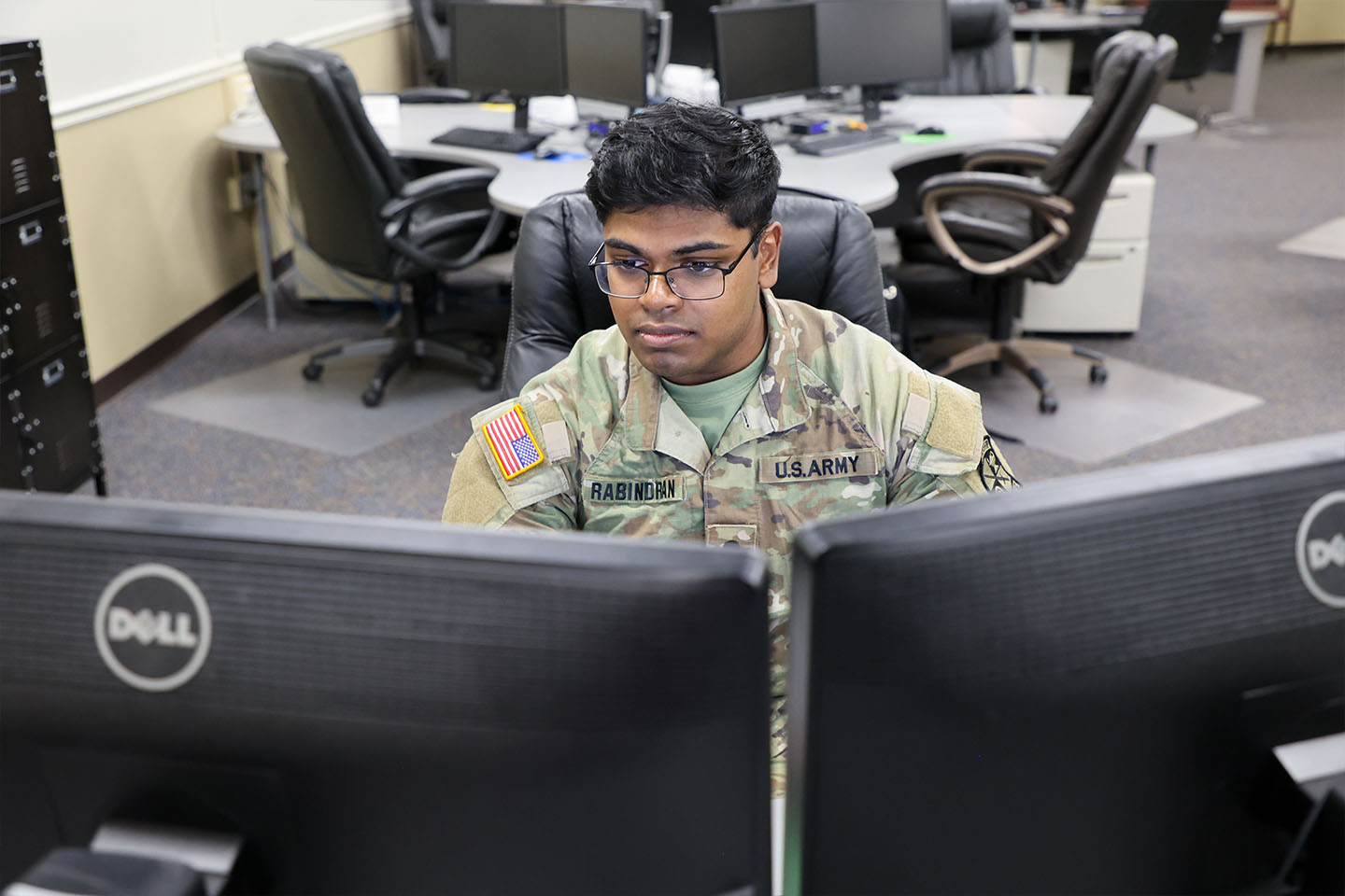 student working at computer